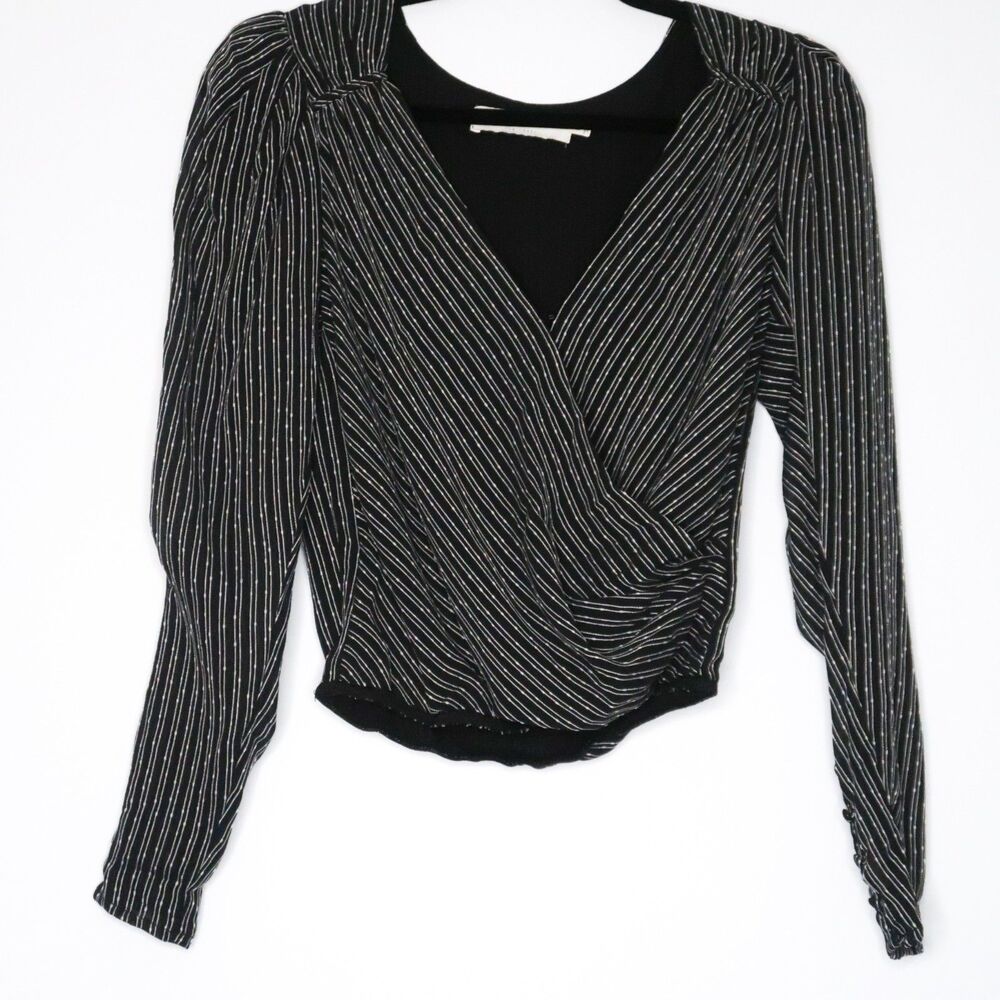 ASTR The Label Womens Cropped Top Size XS Black White‎ Sheer Festival Rave Disco